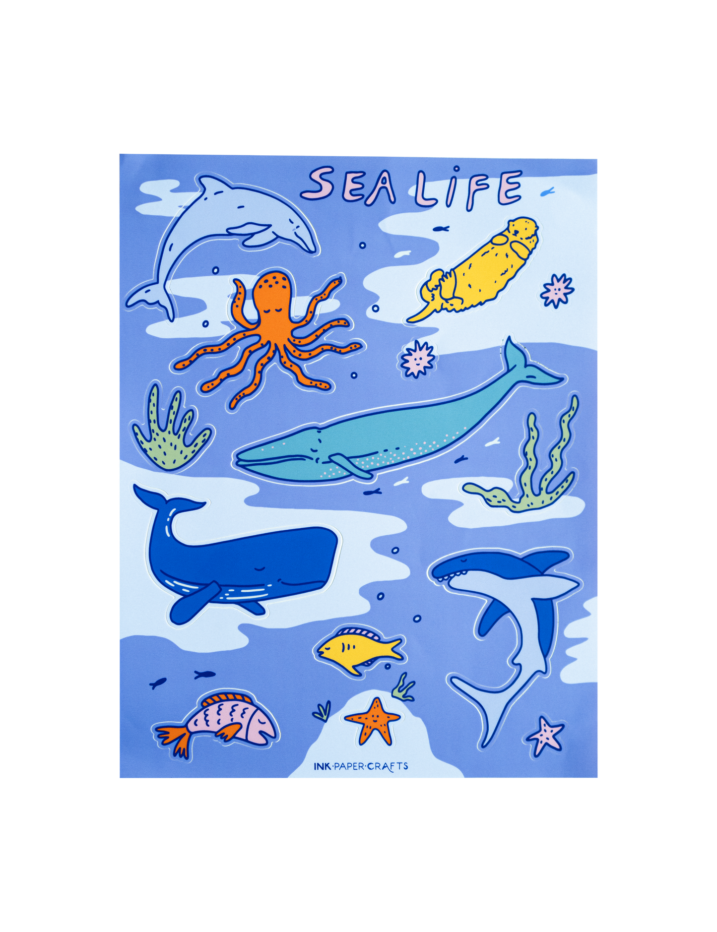 Sea Life Sticker Sheet 8.5x11