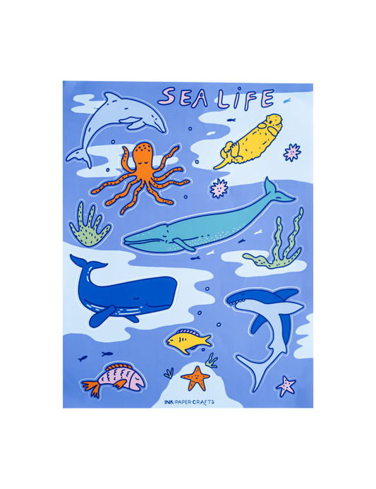 Sea Life Sticker Sheet 8.5x11