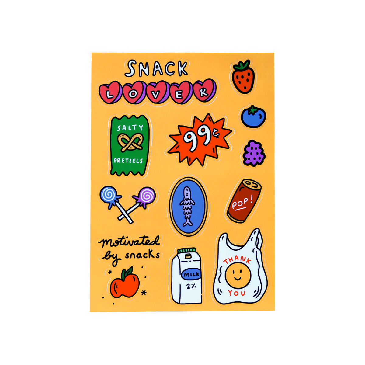 Snack Lover Sticker Sheet 5x7