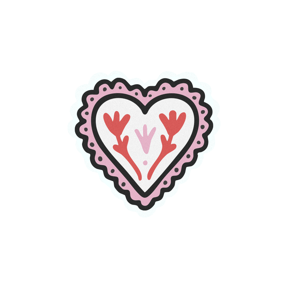 Valentine Floral Heart Sticker