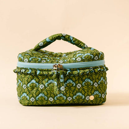 The Darling Effect - Glam & Go Quilted Cosmetic Bag - Everbloom Forest Green