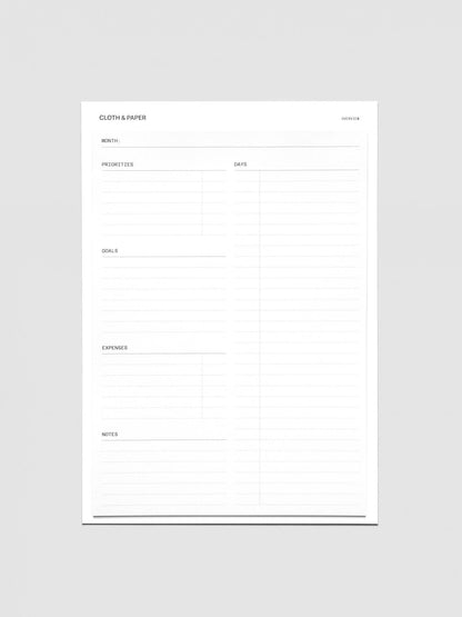 Cloth & Paper - Sticky Note Set - Monthly Overview