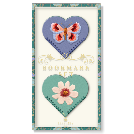 Good Juju Ink - Embroidered Hearts Corner Bookmark Set of 2