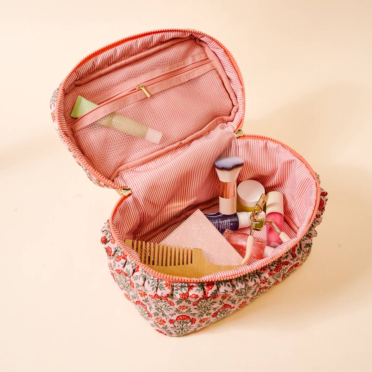 The Darling Effect - Glam & Go Quilted Cosmetic Bag - Everbloom Dusty Rose