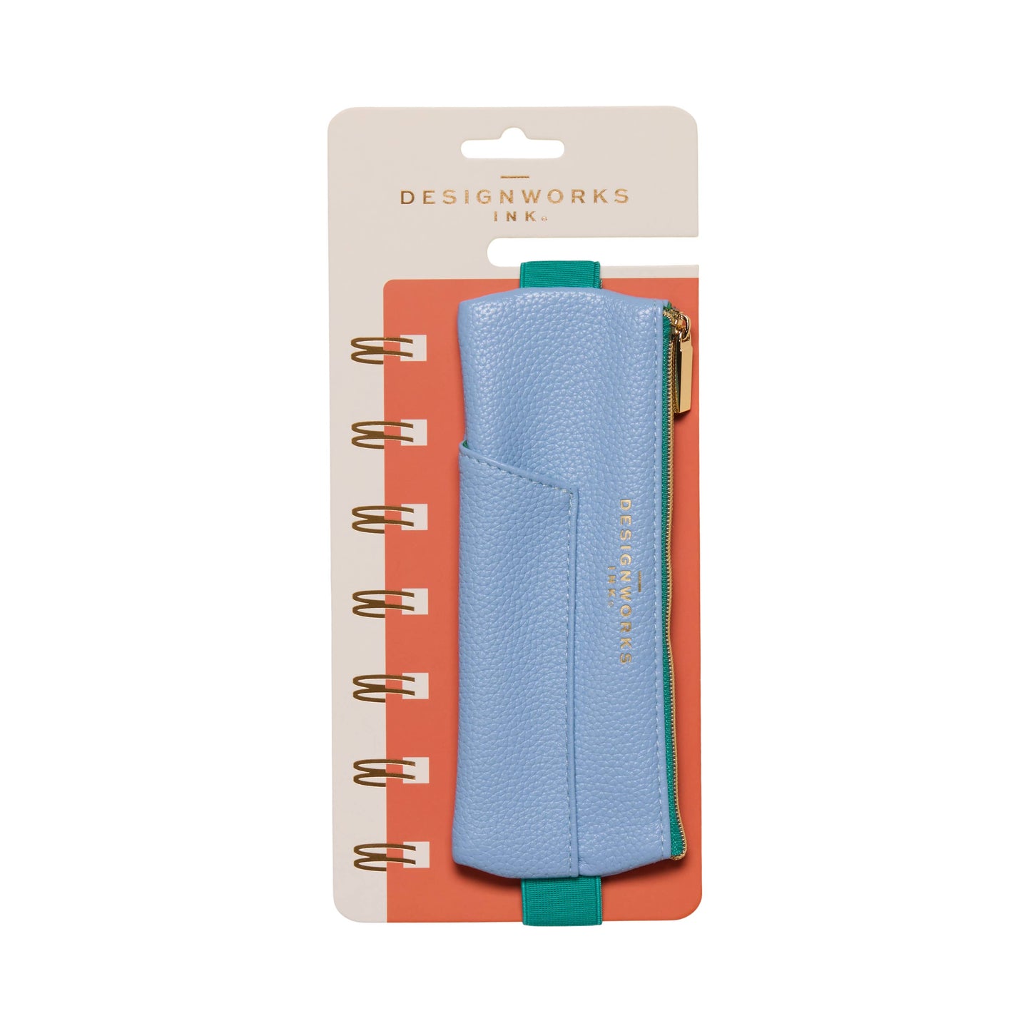 DesignWorks Ink Vegan Leather Pen Pouch - Light Blue + Green