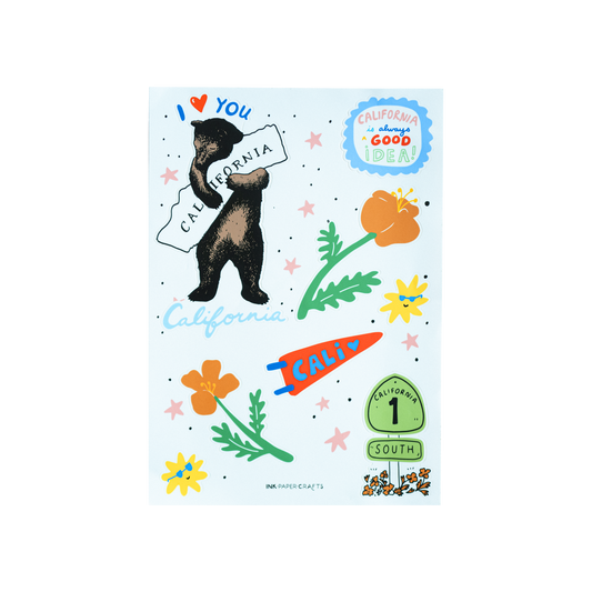 Cali Bear Sticker Sheet 8.5x11