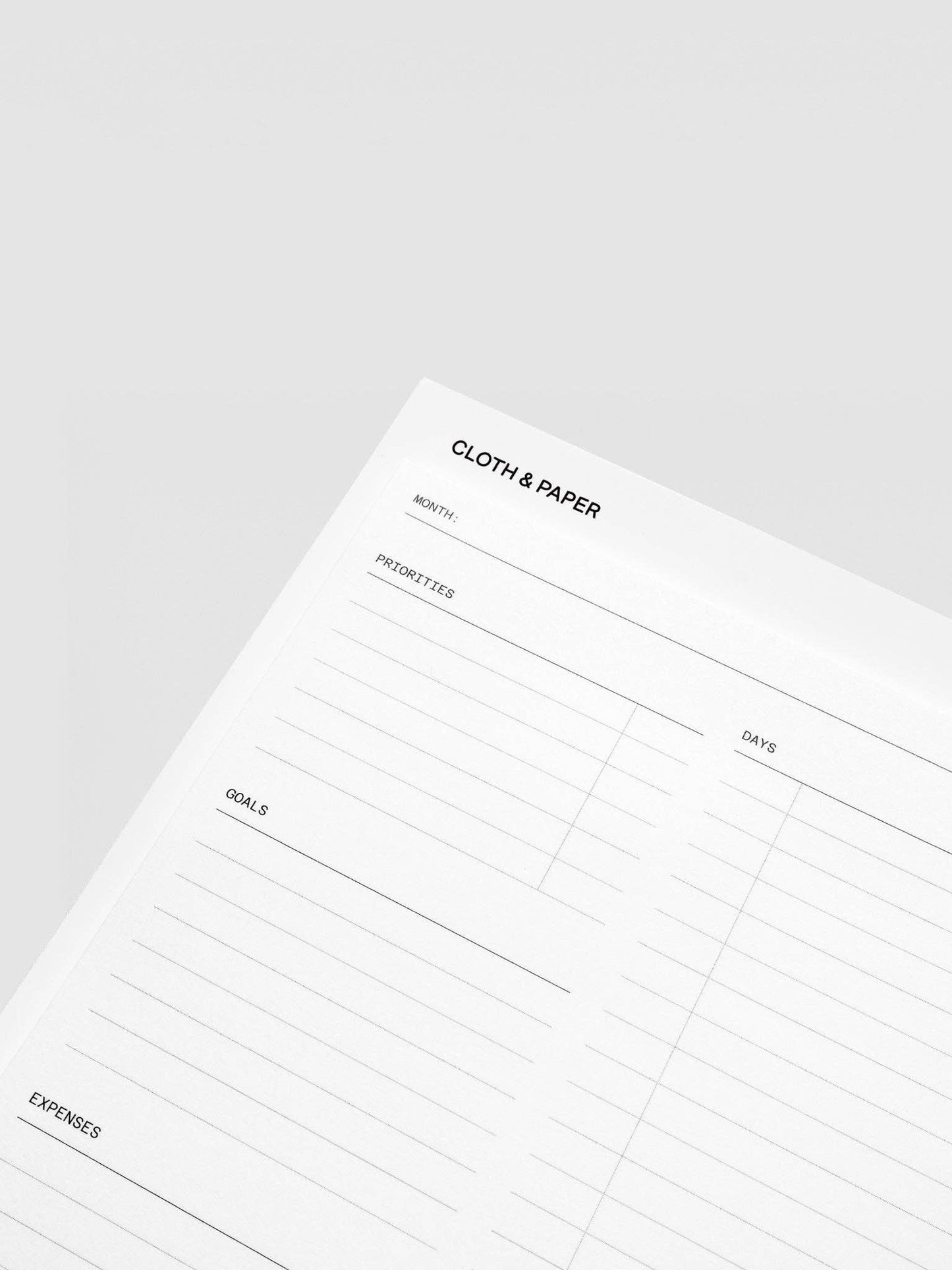 Cloth & Paper - Sticky Note Set - Monthly Overview