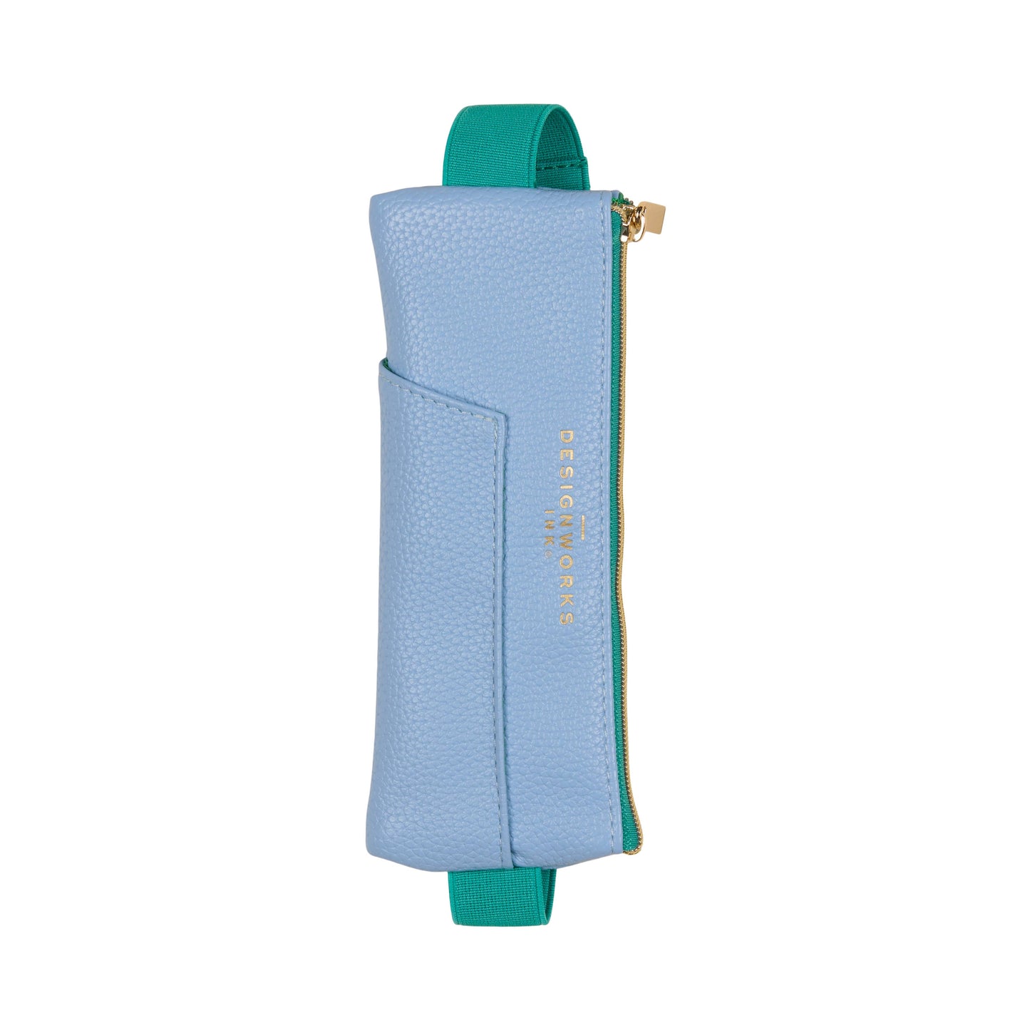 DesignWorks Ink Vegan Leather Pen Pouch - Light Blue + Green