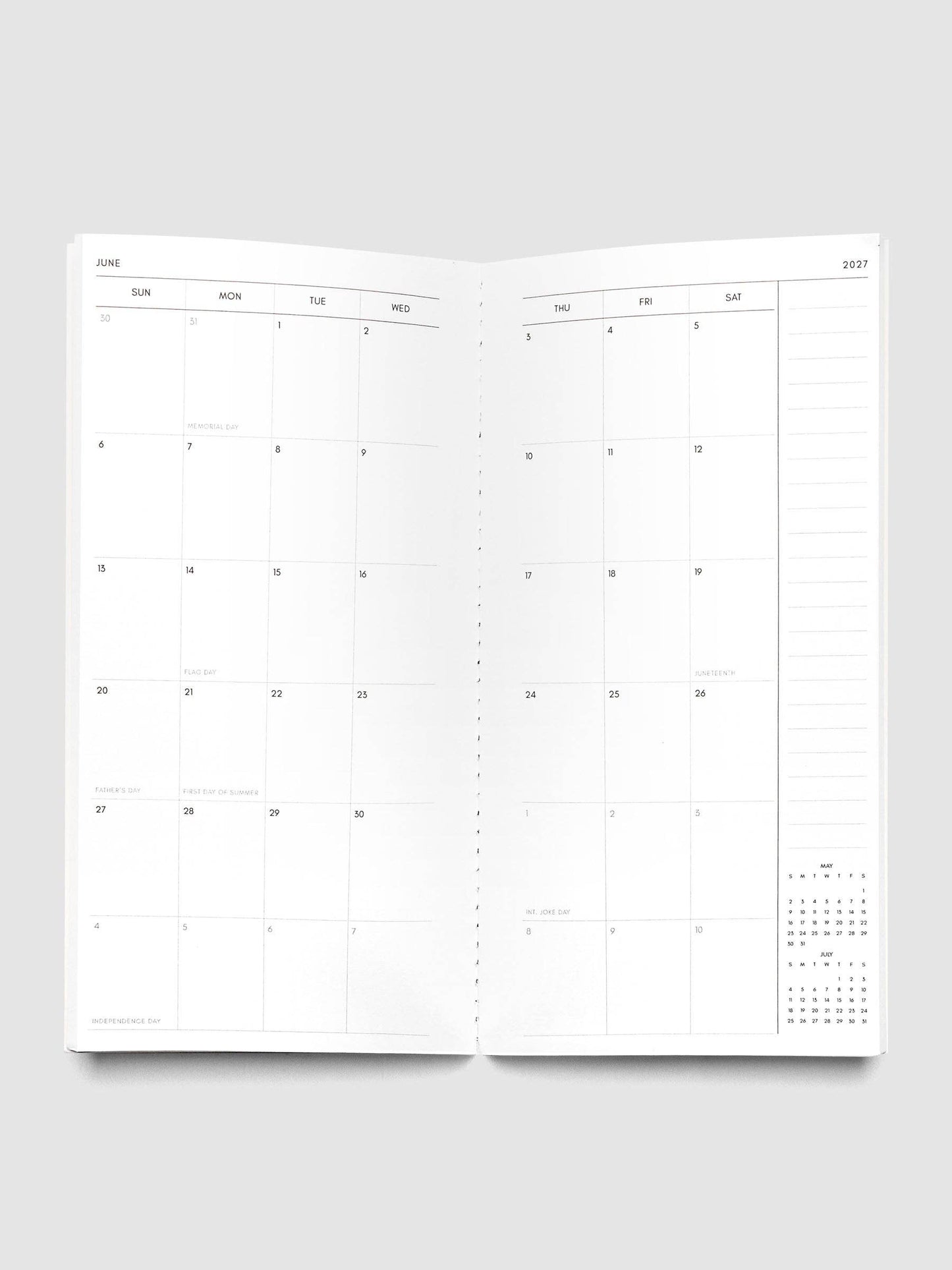 Cloth & Paper - 2027 Dated Travel Notebook - Monthly - A5 Slim