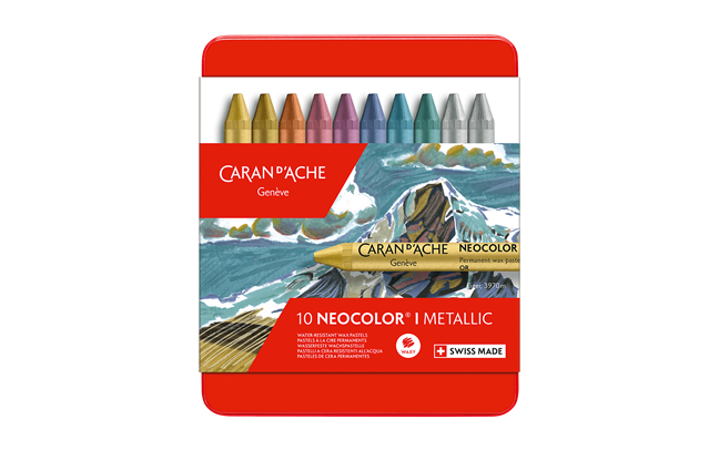 Caran D'Ache Set of 10 Neocolor I Pastels in Metal Box