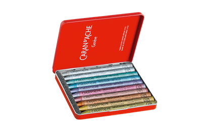 Caran D'Ache Set of 10 Neocolor I Pastels in Metal Box