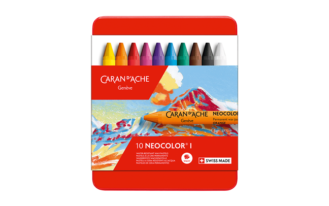 Caran D'Ache Set of 10 Neocolor I Pastels in Metal Box