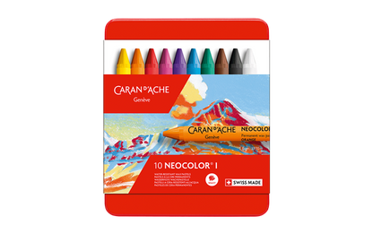 Caran D'Ache Set of 10 Neocolor I Pastels in Metal Box