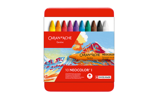Caran D'Ache Set of 10 Neocolor I Pastels in Metal Box