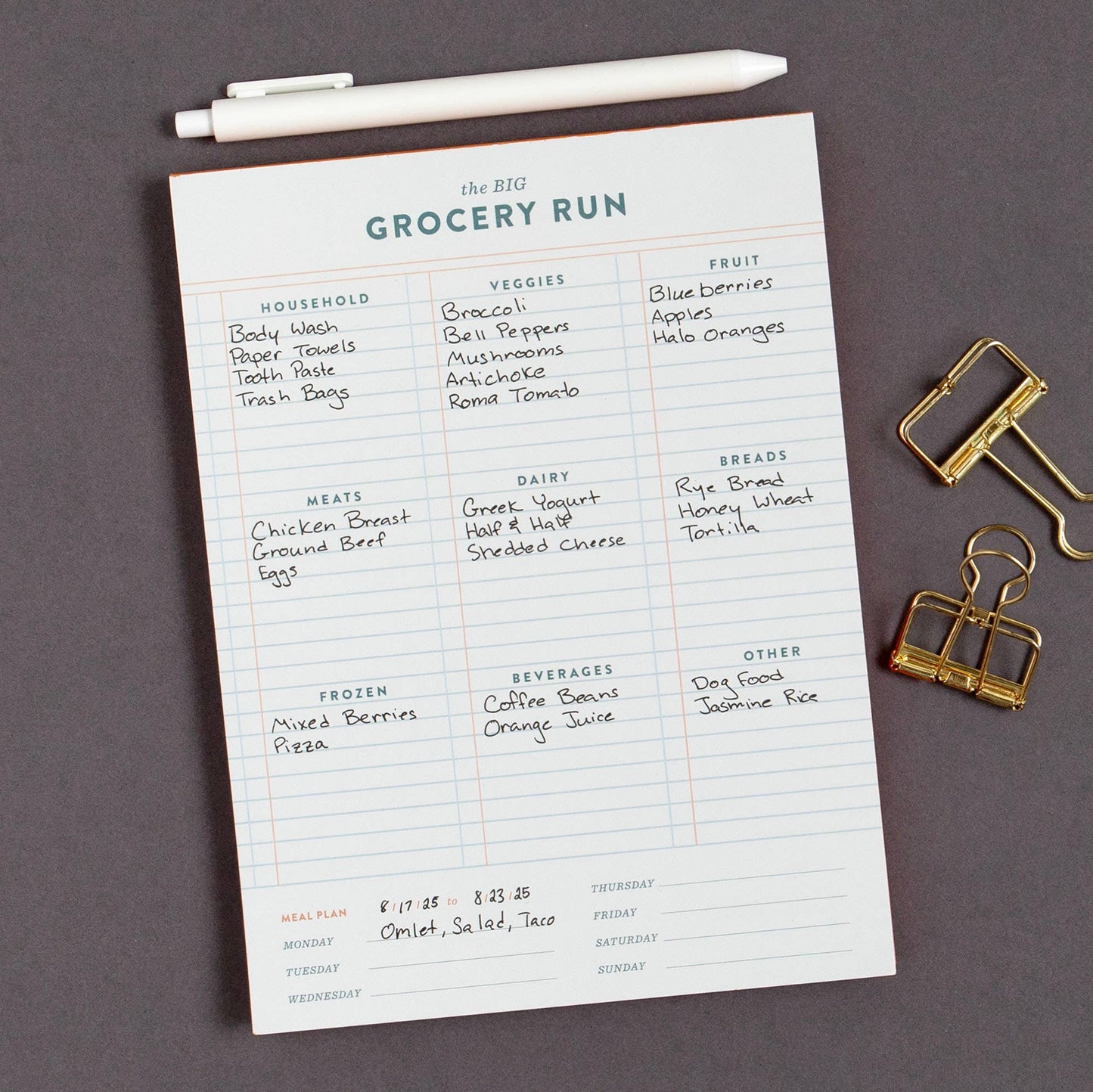 Studio Calico - Notepad - Grocery Run 6x8 Weekly