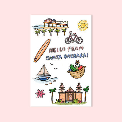 Hello from Santa Barbara Postcard - 4"x6"