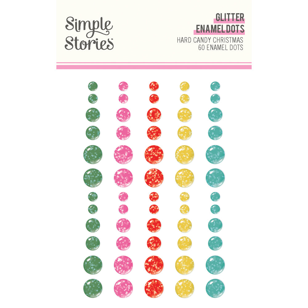 Simple Stories Glitter Enamel Dots - Hard Candy Christmas