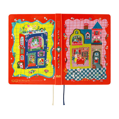 Hobonichi - Techo HON 2027 - A6 Yumi Kitagishi: White Cat and Rabbit's Tea Room