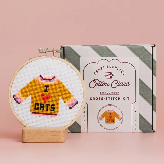 Cotton Clara I Love Cats Cross Stitch Kit