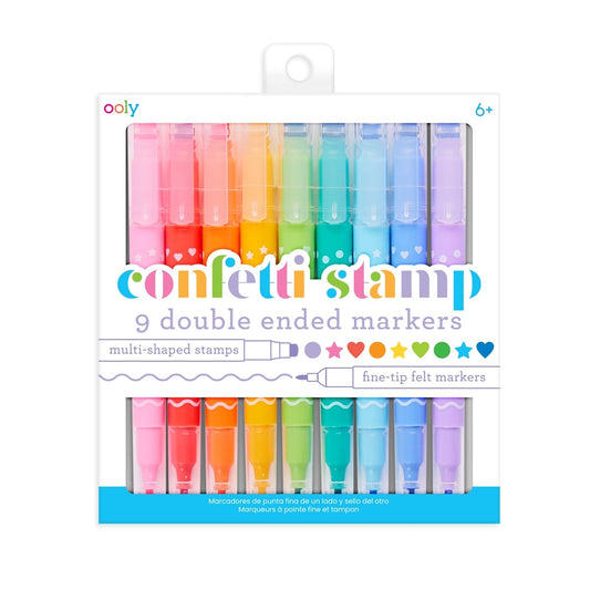 Ooly Confetti Stamp: Double-Ended Markers - Set of 9