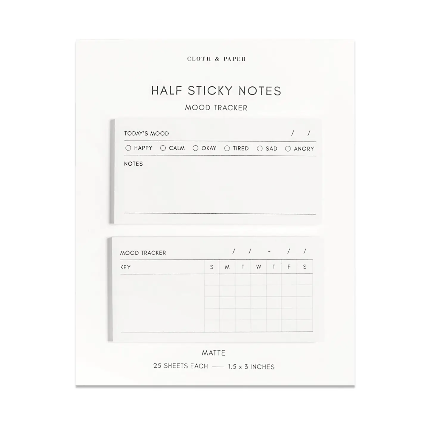 Cloth & Paper Mood Tracker Half Sticky Notes