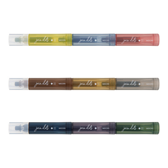 Midori - Connecting Pen Join Dots - 9 Color Set - Grayish Tone