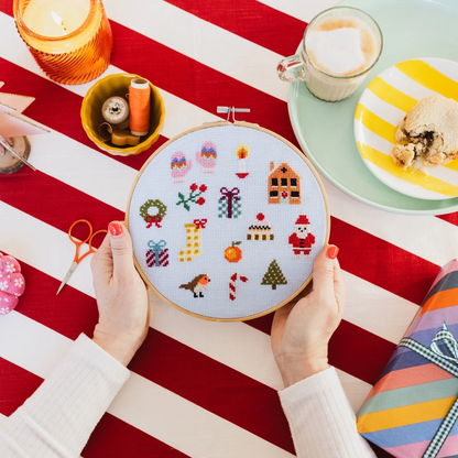 Cotton Clara Colorful Beginner Christmas Cross Stitch Kit