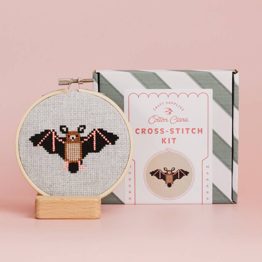 Cotton Clara Bat Cross Stitch Kit for Beginners