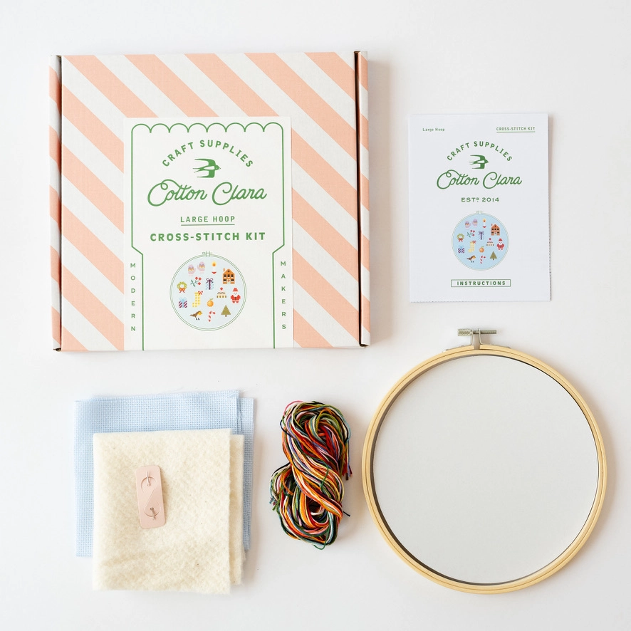 Cotton Clara Colorful Beginner Christmas Cross Stitch Kit