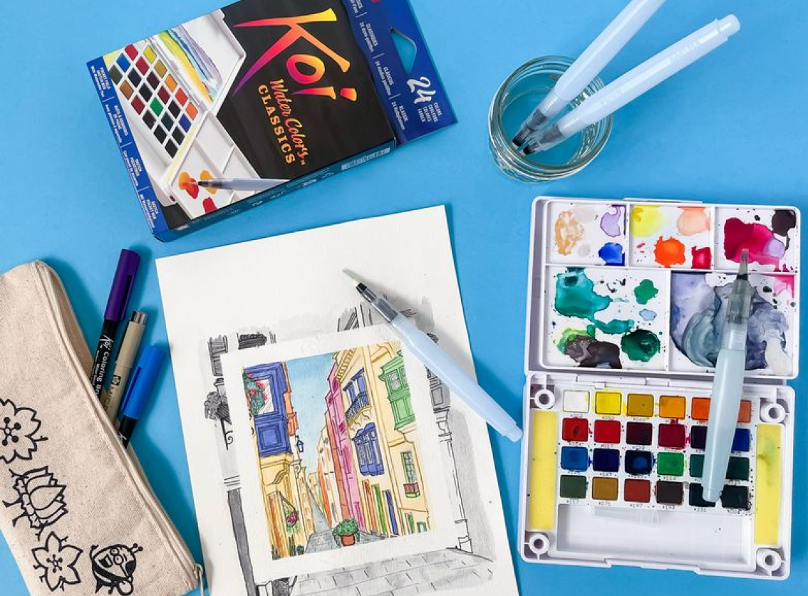 Sakura - KOI Watercolors Pocket Field Sketch Box - 24 Color Set -  Classics