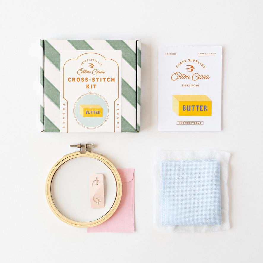 Cotton Clara Butter Cross Stitch Kit for Beginners
