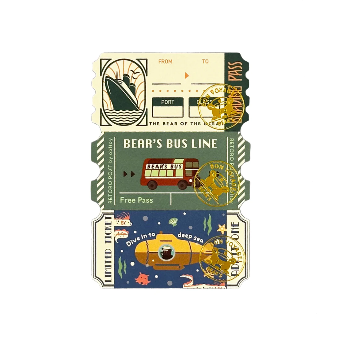 ROKKAKU x Ob1 Bear's Bus Line - Memo Paper