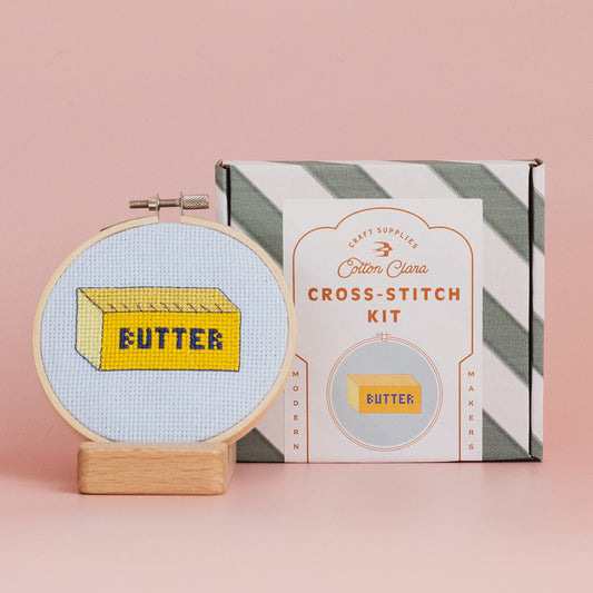Cotton Clara Butter Cross Stitch Kit for Beginners