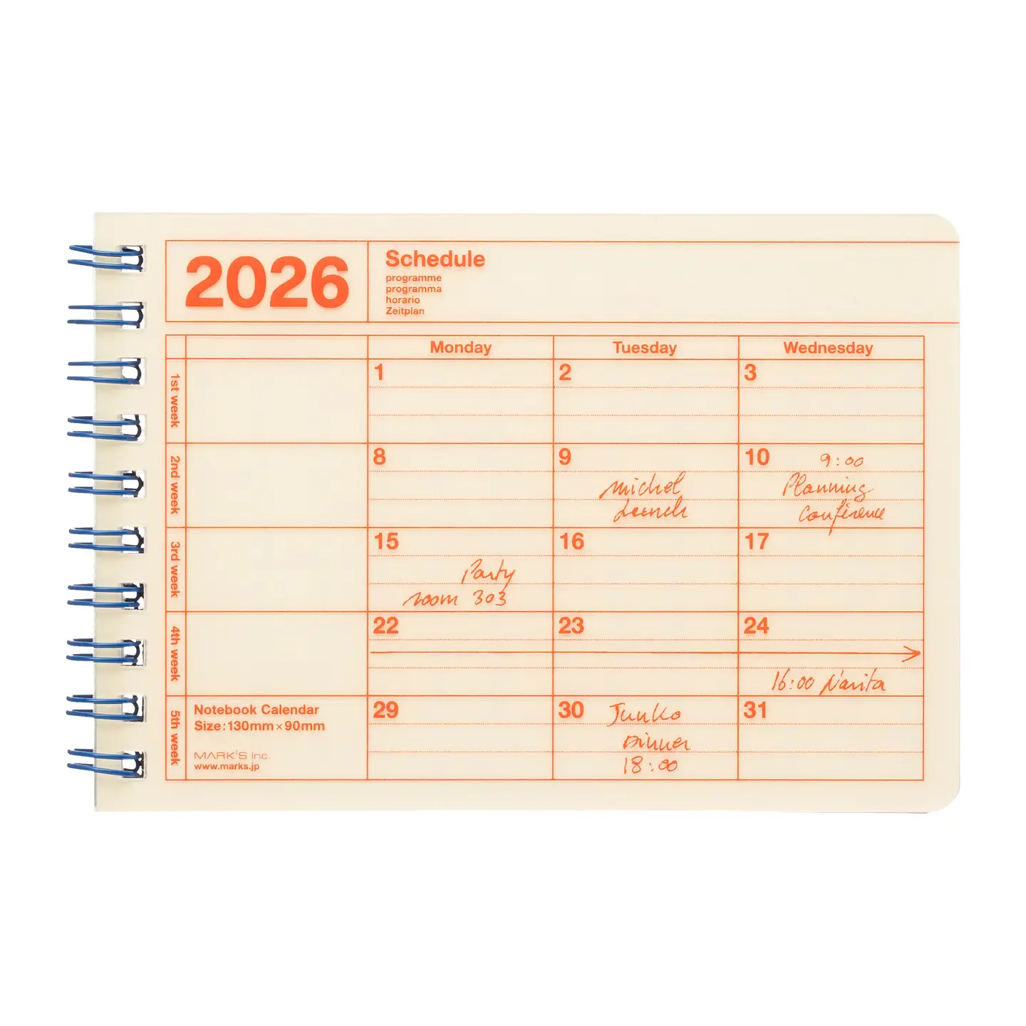 Mark's Inc. Notebook Calendar 2026 - B7 XS