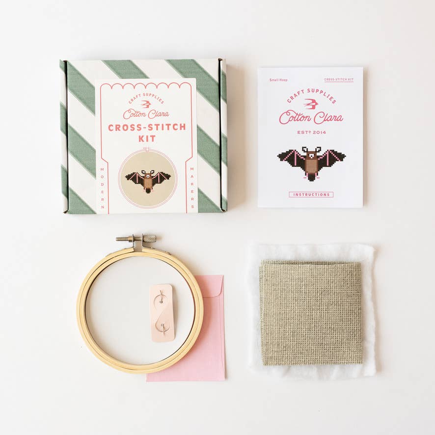 Cotton Clara Bat Cross Stitch Kit for Beginners