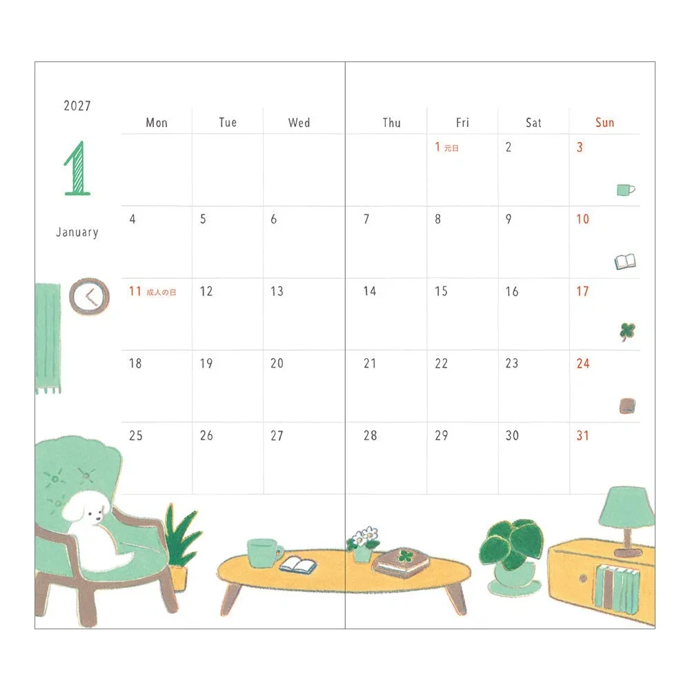 Midori - 2027 Slim Pocket Diary - Dog