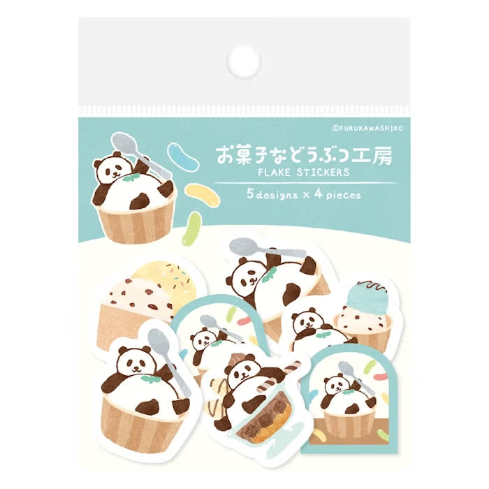 Furukawashiko Washi Flake Stickers - Relaxed Panda